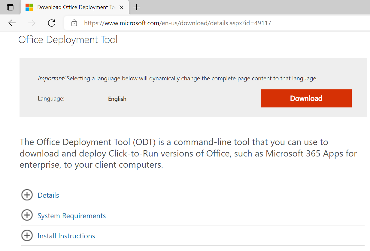 Install Microsoft 365 Apps by Office Deployment Tool (ODT) 