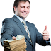 Cheerful Businessman with US Dollar Notes Transparent Image