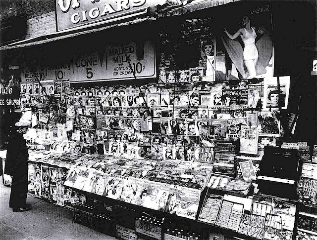 a photograph of a 1935 magazine stand