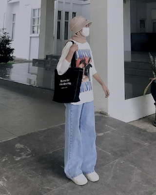 Referensi Outfit Hijab Dengan T-Shirt