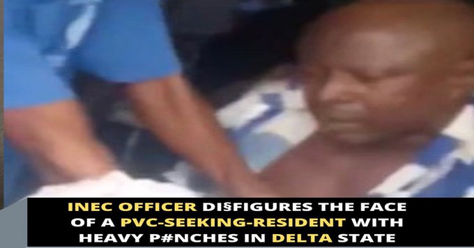 INEC Officer Allegedly Beat Up Man Who Came To Collect His PVC (Video) 