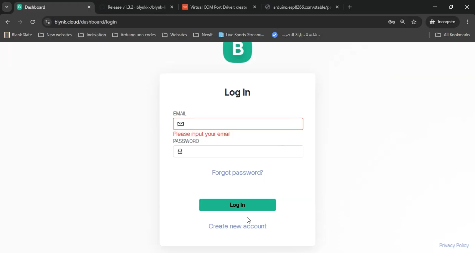 Blynk site