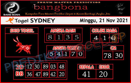 Prediksi Bangbona Sydney Minggu 21 November 2021