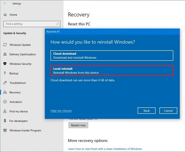 كيفية إعادة تعيين جهاز كمبيوتر يعمل بنظام Windows 10؟  استخدام خيار الاحتفاظ بملفاتي
