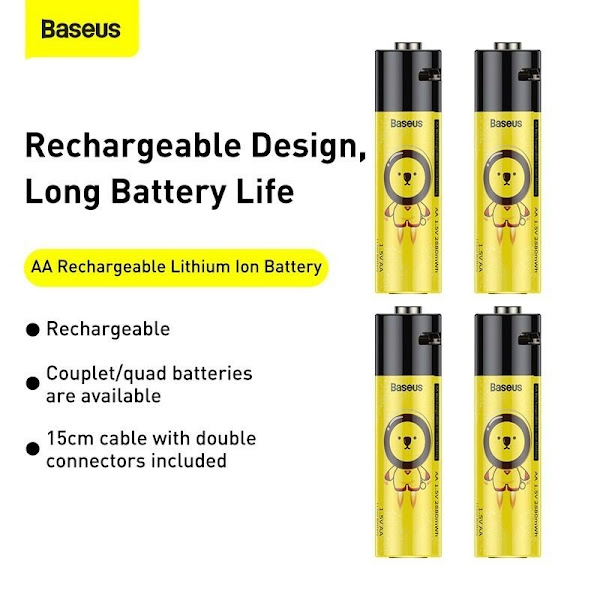 Pin sạc Baseus AA Rechargeable Li-ion Battery 2280mWh - Bộ 4 cái