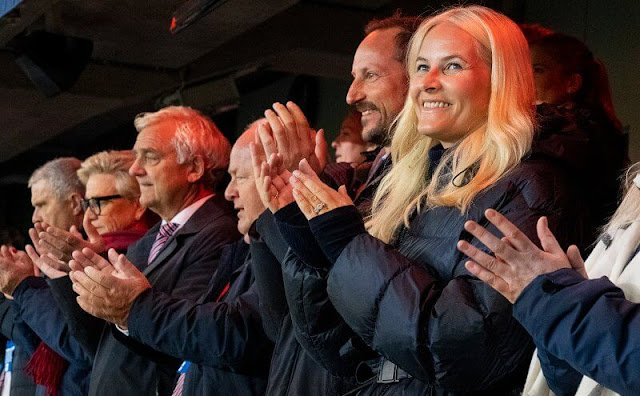 Crown Prince Haakon and Crown Princess Mette-Marit watched FIFA World Cup European football match between Norway vs Montenegro