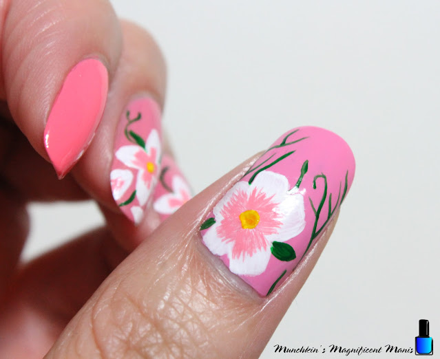 White and Pink Flower Nail Design