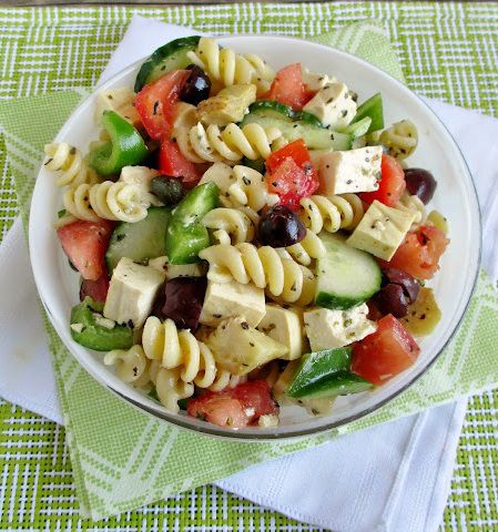 Greek Pasta Salad with Tofu Feta Recipe