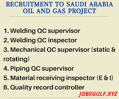 Recruitment to Saudi Arabia Oil and Gas project