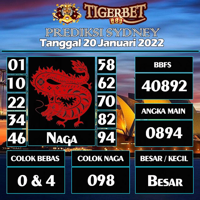 Prediksi Togel Sydney Tanggal 20 Januari 2022 Tigerbet888