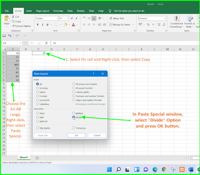 Quick Tip: Divide Excel Numbers Without Formulas