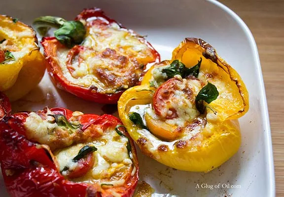 Cheese stuffed peppers with spinach.