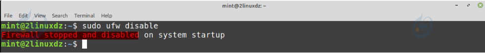 تعطيل جدار الحماية على توزيعة Linux Mint باستخدام سطر الأوامر