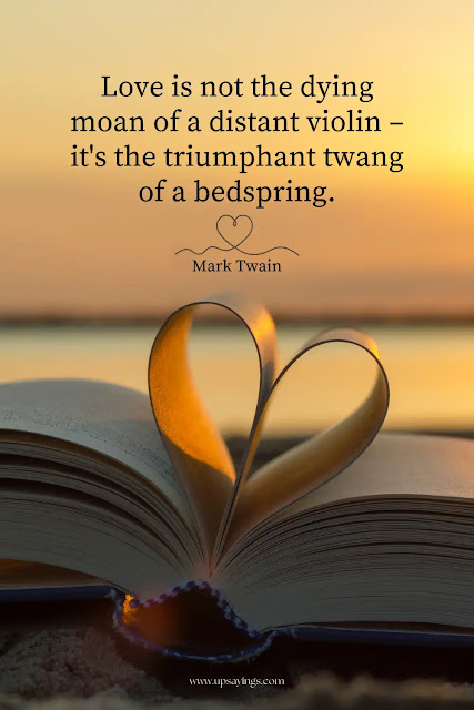 "Love is not the dying moan of a distant violin – it's the triumphant twang of a bedspring." - Mark Twain