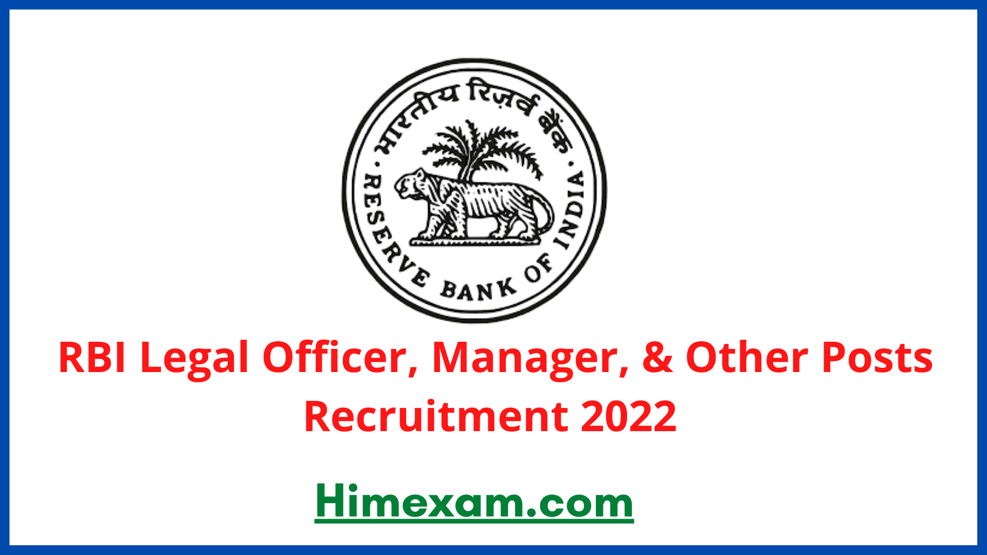 RBI Legal Officer, Manager, & Other Posts Recruitment 2022