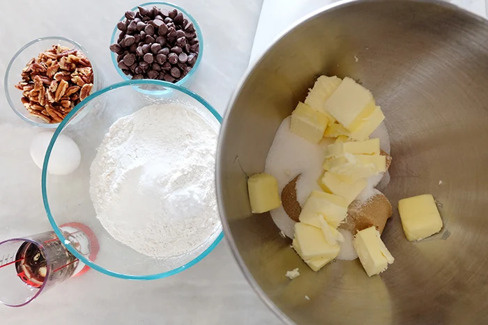 cookie bar ingredient prep