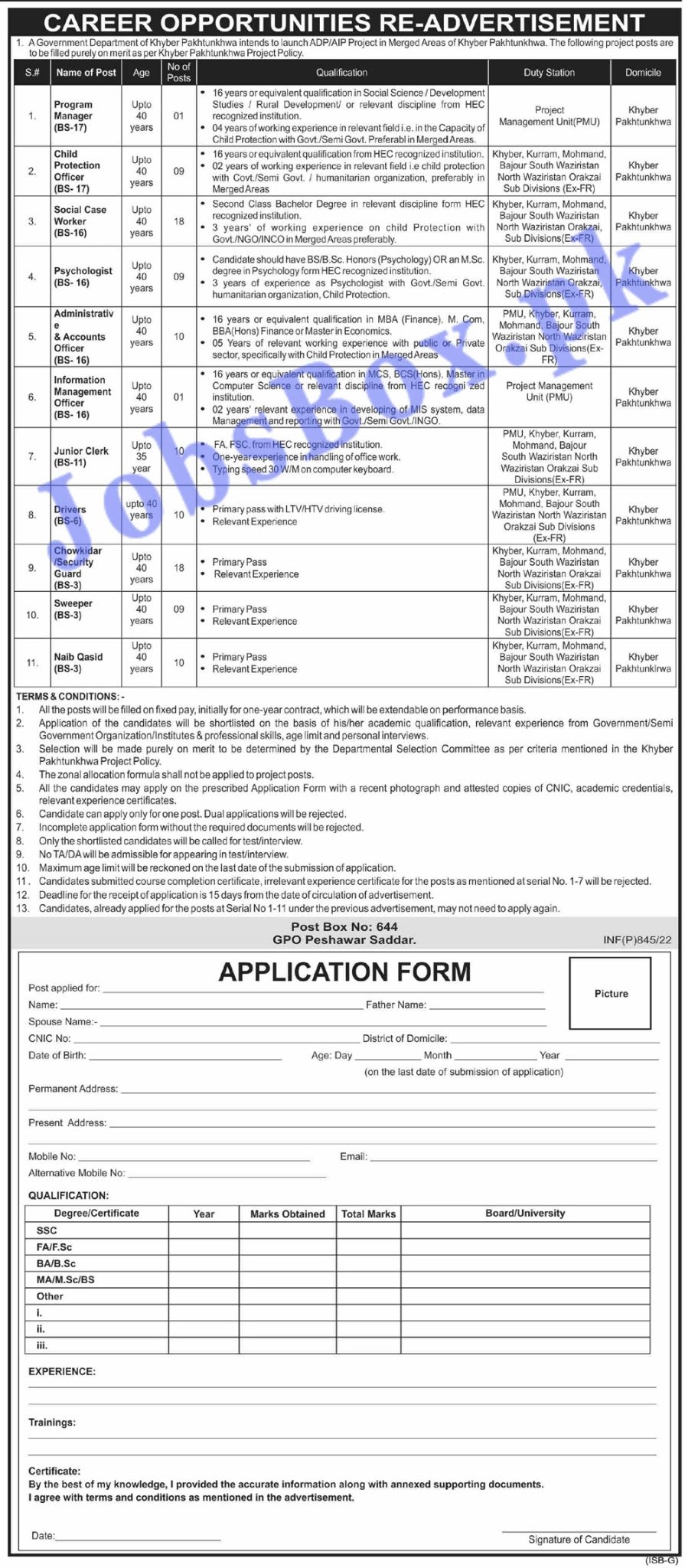 Public Sector Organization PO Box 644 Jobs 2022 in Pakistan