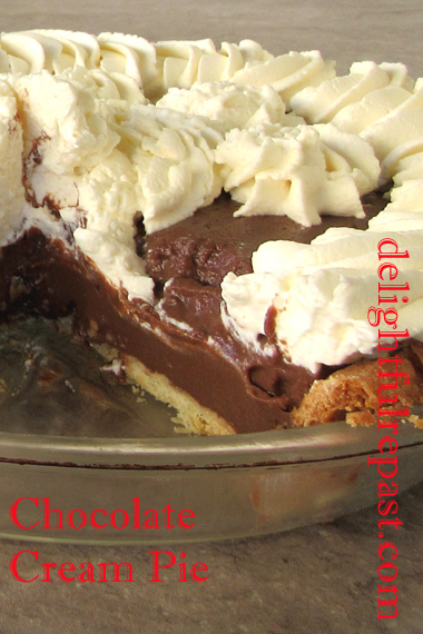 Chocolate Cream Pie - Made with Cocoa / www.delightfulrepast.com