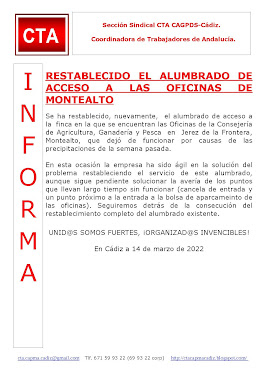 RESTABLECIDO EL ALUMBRADO DE ACCESO A LAS OFICINAS DE MONTEALTO