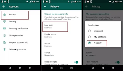 3. Cara Membuat wa biar tidak online dengan mematikan Pengaturan "Last Seen"