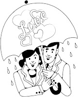 Love under umbrella coloring page