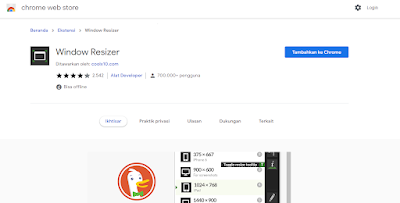 Ekstensi Chrome Window Resizer