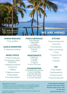 Job Openings at Maradiva Villas Resort Spa Mauritius