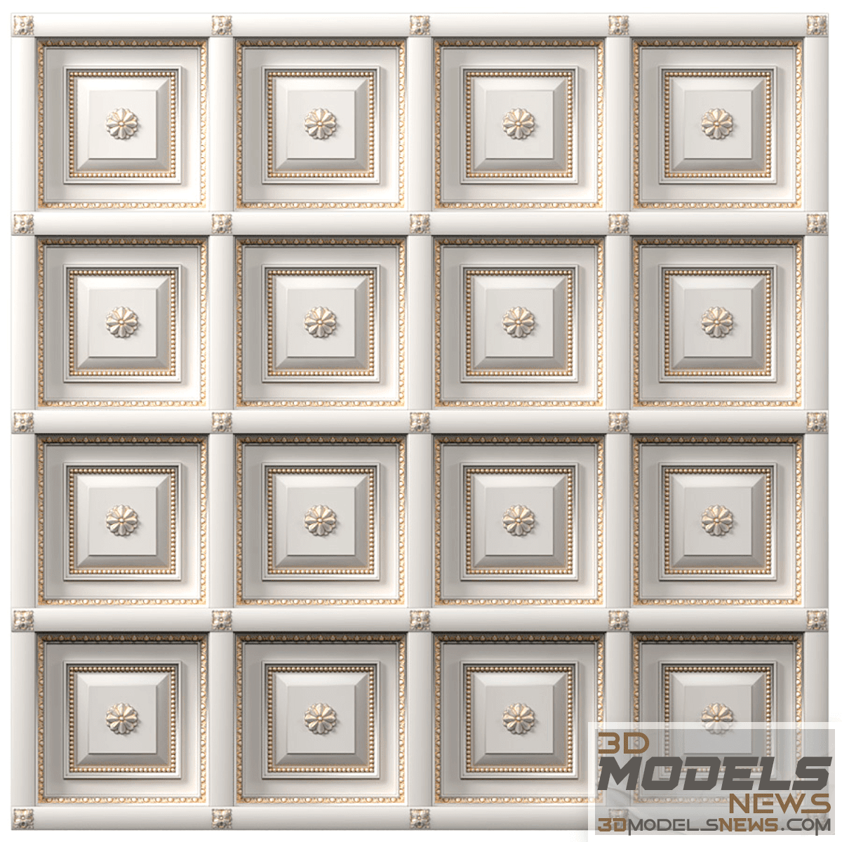 Classic coffered ceiling model with gilding