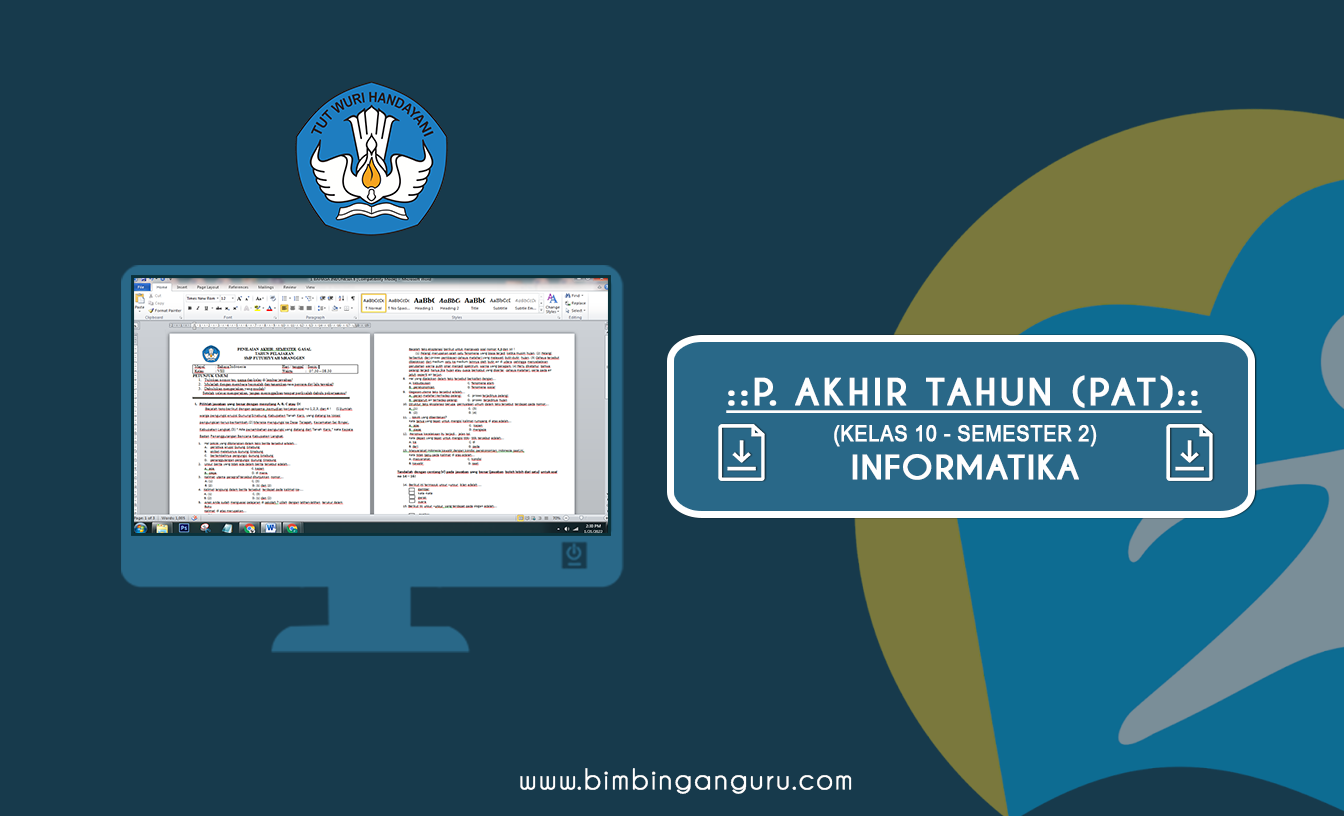 Soal PAT Informatika Kelas X K13 Tahun 2022/2023, Terbaru