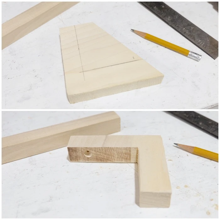 marking and cutting wood L bracket