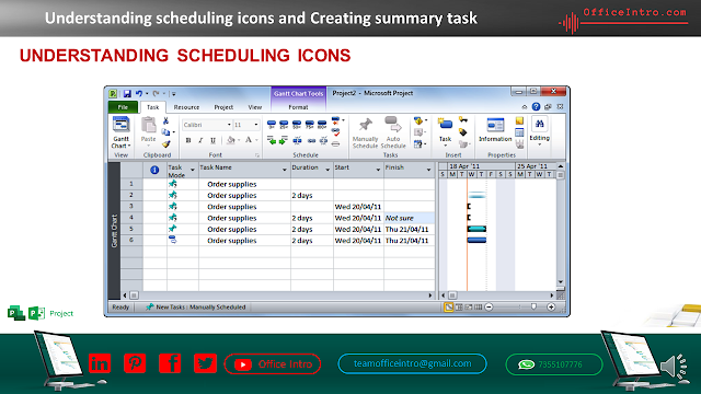 What are scheduling icons in MS Project ?