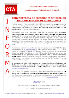 CONVOCATORIA DE ELECCIONES SINDICALES EN LA DELEGACIÓN DE AGRICULTURA