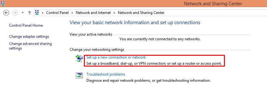 Set up a new connection or network