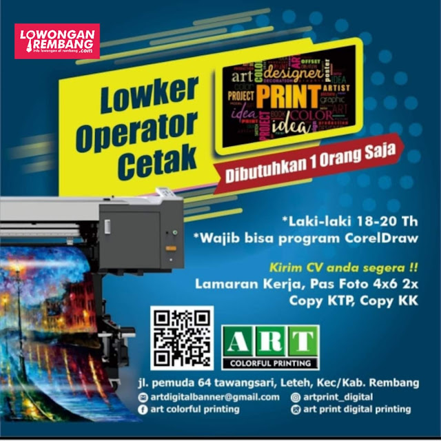 Lowongan Kerja Operator Cetak Art Print Rembang