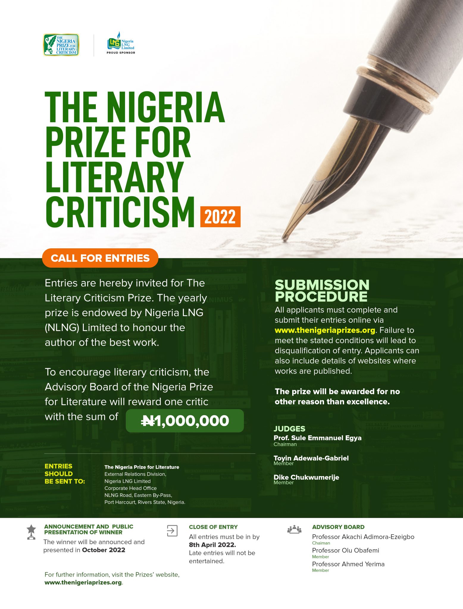 NLNG Literary Criticism Prize 2022/2023 [N1 Million for Grab]