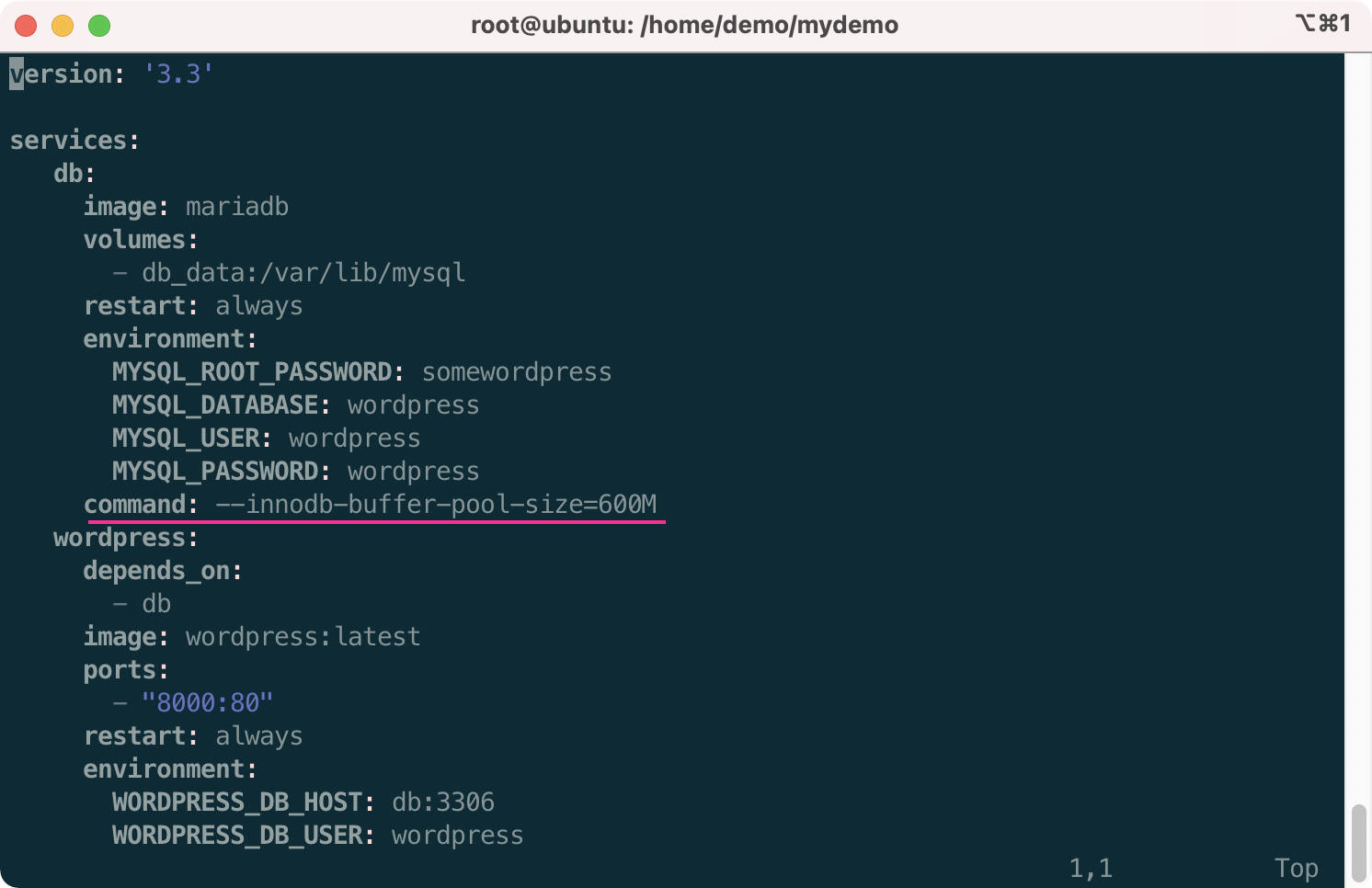 在Docker中設定innodb_buffer_pool_size