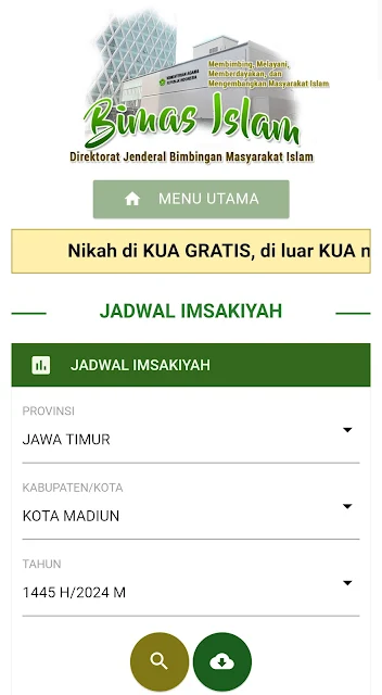 Jadwal Imsakiyah Ramadan 1445 H/2024 M Kota Madiun Provinsi Jawa Timur