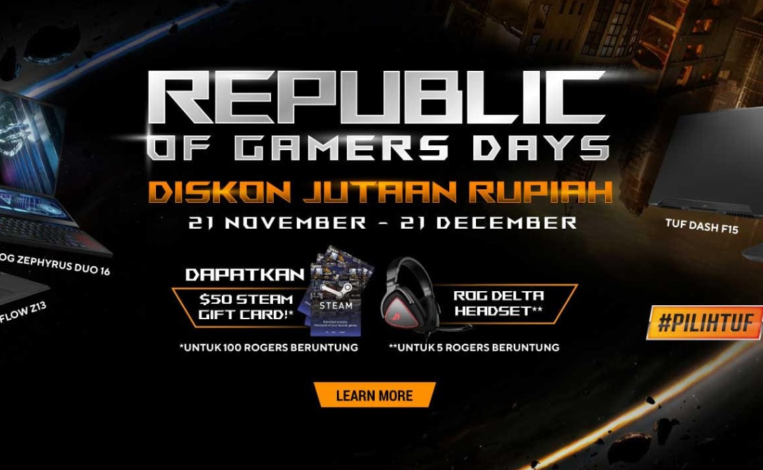 Republic of Gamers Days, Saatnya Belanja ROG dan TUF Gaming dengan Harga Diskon