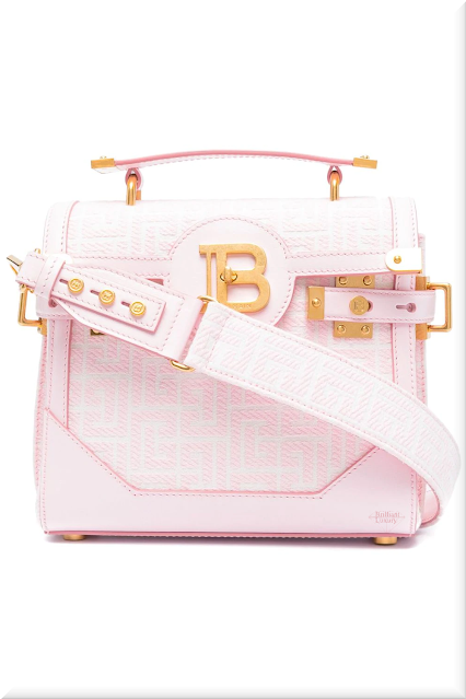 ♦Balmain BBuzz 23 pink & white jacquard-woven all-over monogram pattern cotton tote bag #balmain #bags #pink #brilliantluxury