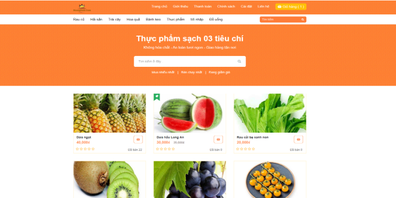 Mẫu website bán thực phẩm sạch