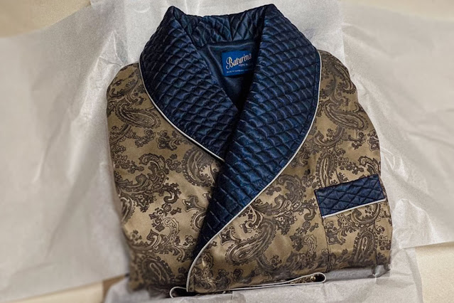 mens dressing gown silk paisley robe smoking jacket quilted