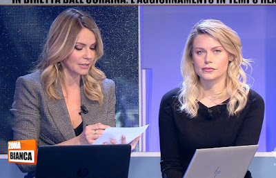 Alessandra Viero e la giornalista Ucraina Cristina Suvorina Zona Bianca 6 marzo 2022