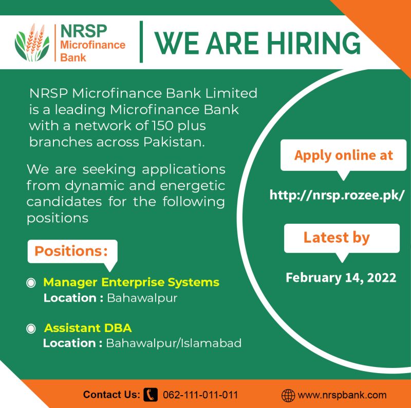 NRSP Microfinance Bank Jobs February 2022