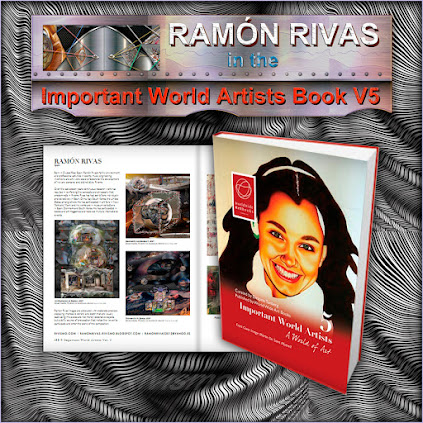 El Libro: Artistas Importantes del Mundo - Volumen V, con las obras presentadas por Ramón Rivas y que aparecen en la página 168 (En la versión Online)