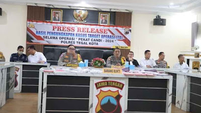 Polres Tegal Kota Ungkap 24 Kasus Tindak Pidana Selama Operasi Pekat Candi 2024