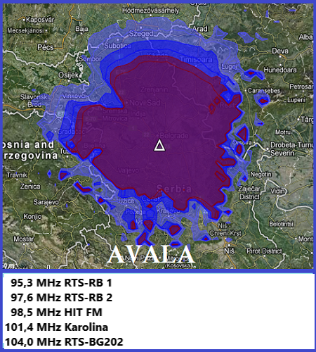 Mapa pokrivenosti Avala