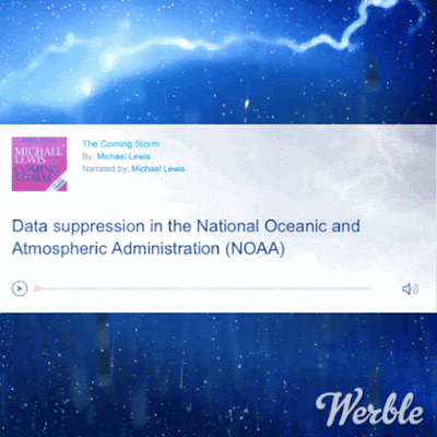Rain and lightening over the text box that says Data Suppression in the National Oceanic and Atmospheric Administration (NOAA)