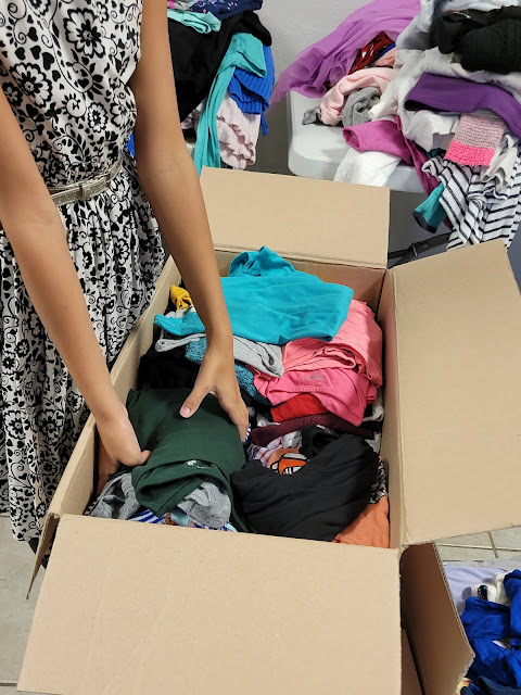 Clothes donated to the Webster Clothing Swap by Palencia Elementary School