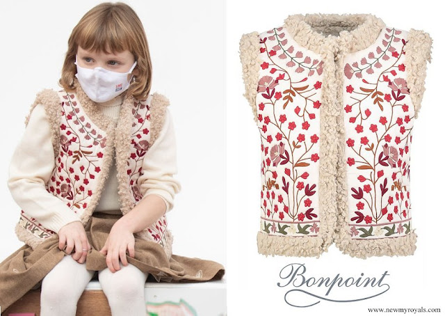 Princess Gabriella wore BONPOINT Tuli Embroidery Faux Fur Vest