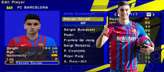 Download PES 2022 Ferran Torres To Bercelona PPSSPP New Transfer English Version Commentary And HD Graphics